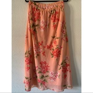 Floral Peach Maxi Skirt